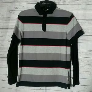 🌻SHAUN WHITE Black & Gray Striped Top Boys Size L